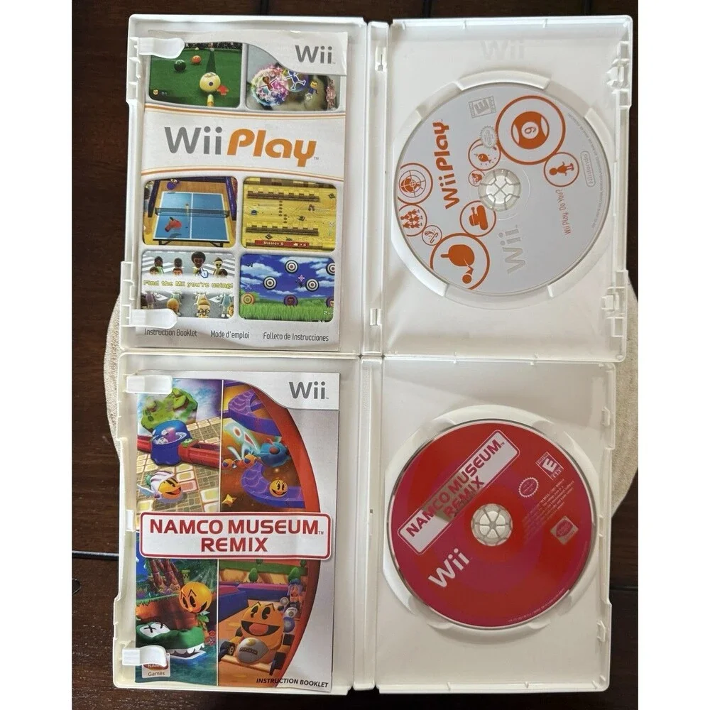 Wii Play And Wii Namco Museum Remix - 2 Game Bundle With Manuals